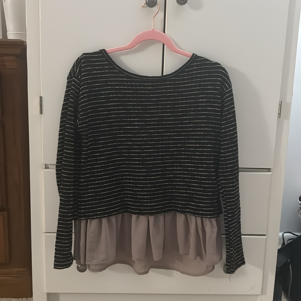 Ya Los Angeles, double layer black and white blouse and cut out back, size Small